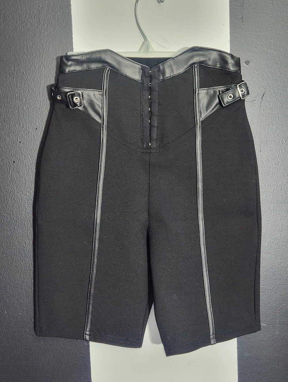 Maniere De Voir Shorts with Faux Leather Trim